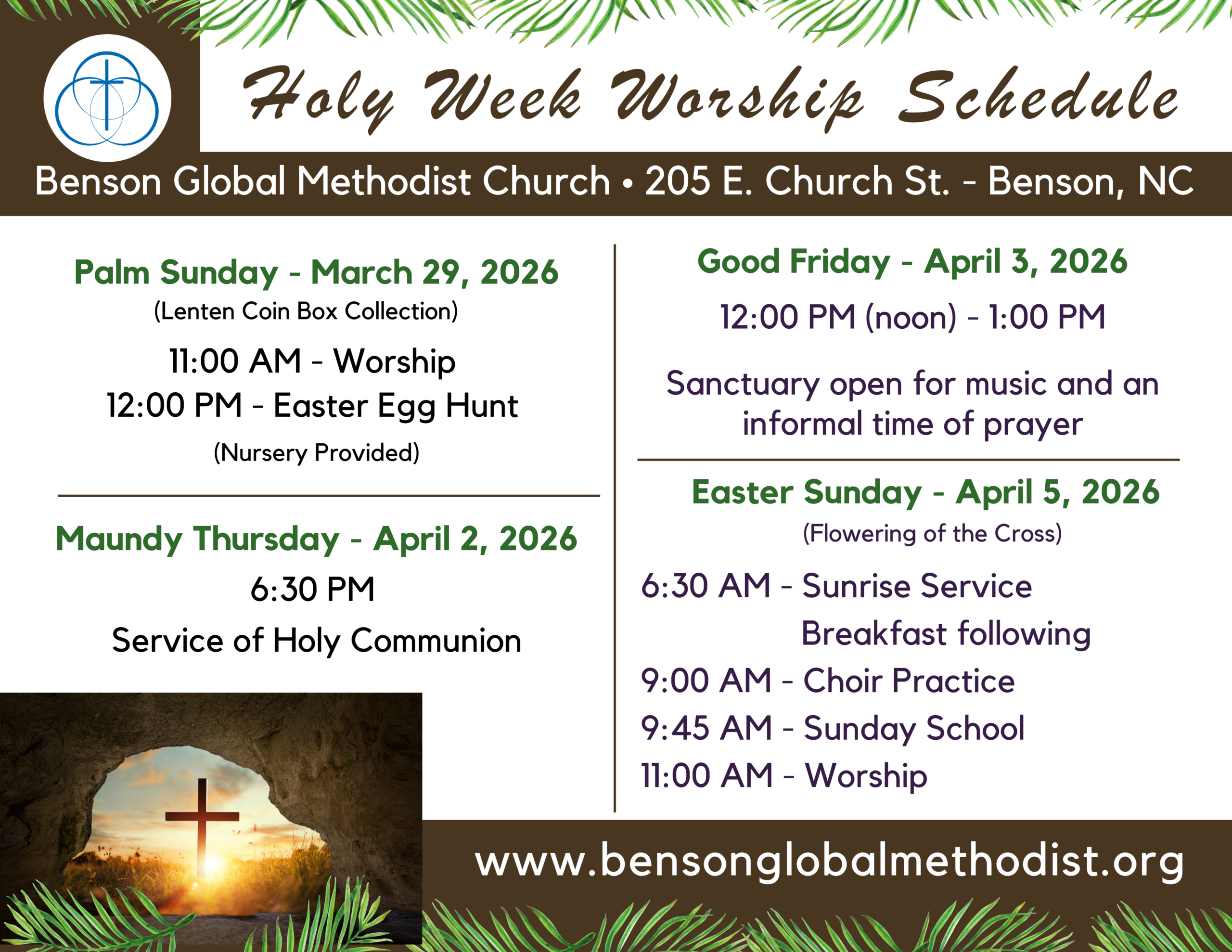 Holy Week Worship Schedule