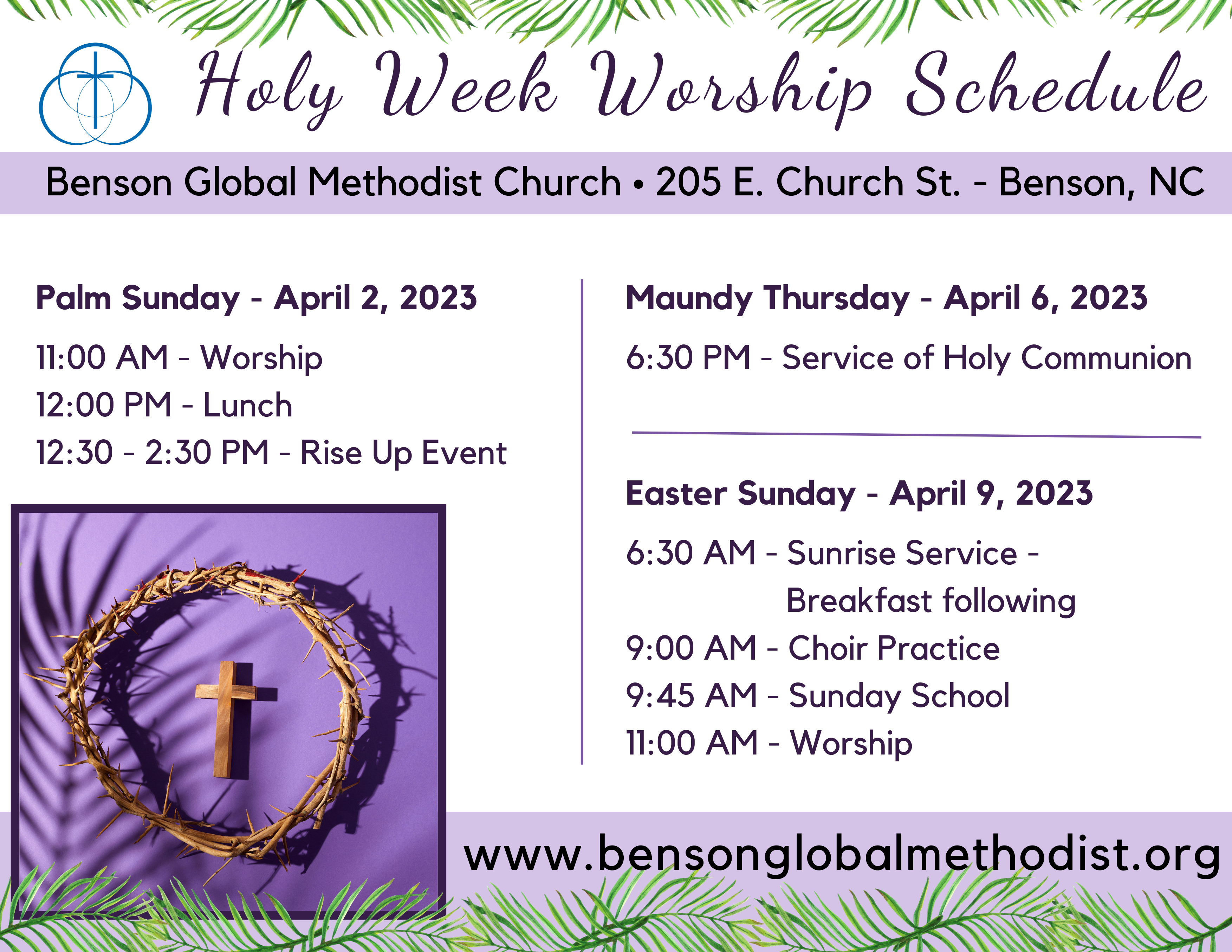 Holy Week Worship Schedule